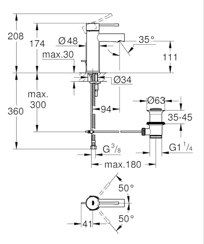Grohe Miscelatore Monocomando Per Lavabo, Ecojoy, Cromo, Con Scarico A Saltarello, Bocca Fissa, Silkmove 32898001 - 2