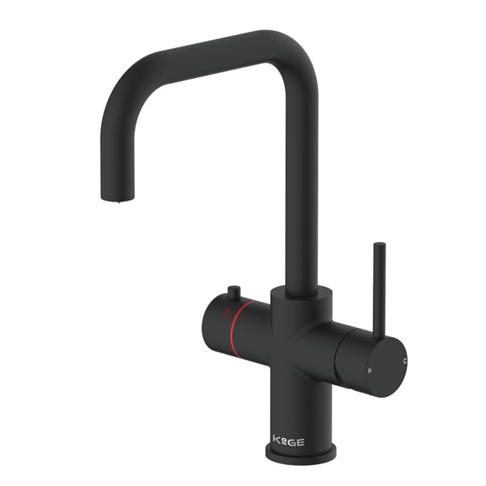 LavaTap 3 in 1 Boiling Water Tap D Neck Black Kitchen Mixer Tap 3 Way Kitchen Sink Tap Instant Hot Water Tap Compatible with Under Sink Tank
