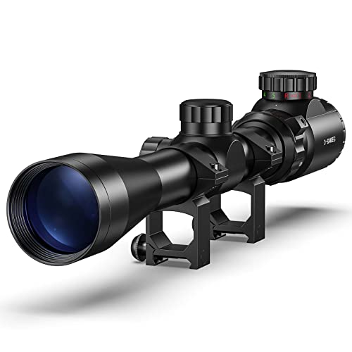 CVLIFE 3-9x40 Rifle Scope, Red & Green Illuminated Optical Riflescope, 22 Scope for Hunting with Mounts (Rangefinder Reticle)