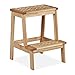 Relaxdays Stołek z drewna orzecha włoskiego, 2 stopnie, stołek dla dzieci, do 60 kg, wys. x szer. x gł.: 47 x 38 x 38 cm, stojak na rośliny, naturalny