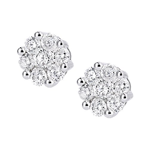 Naava Women's 18ct White Gold Diamond Cluster Stud Earrings