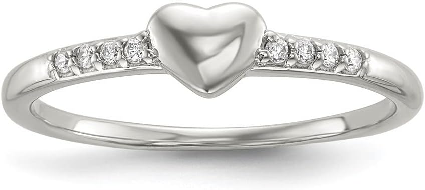 Diamond2Deal Sterling Silver Cubic Zirconia Heart Rings Engagement Wedding Promise Finger Band Rings (Ring Size -7)