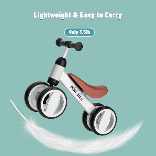 Image of SIMATE Balance Bike Toys for 1 Year Old Boys Girls, 12-24 Month Toddler Ride on Toys, 4 Silent Wheels & Soft Seat, First Birthday Gifts for Baby Girls Boys