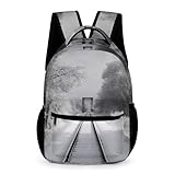 BVKWNTSA Mochila escolar ligera de gran capacidad, con diseño de pistas de tren nevado, a la moda, versátil, cómoda y ligera