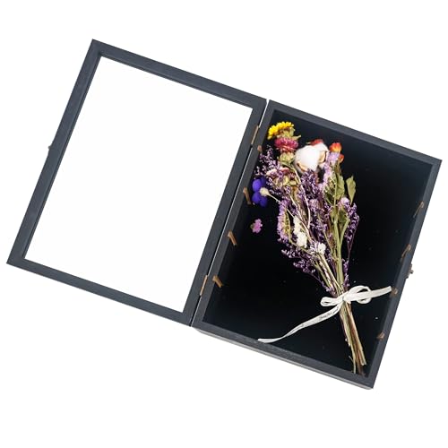 Image of Shadow Box with Shelves, Black 11x14 Deep Memory Shadow Box Display Case for Trinket ,Keepsake Collectibles, Coins Military Medals Pins Wedding Flowers