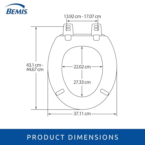 BEMIS Chicago White Toilet Seat. Wooden Toilet Seat with Water Based Paint for Easy Clean. Oval Shape, with Adjustable Plastic Hinges, Universal & Easy Installation, White - 4