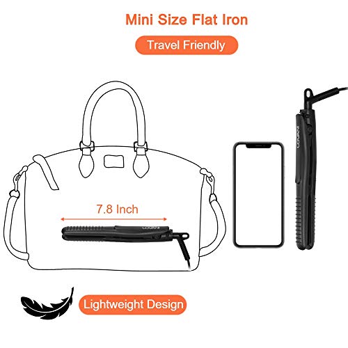Lovani Mini Flat Iron Travel Size Nano Titanium Dual Voltage Portable Hair For Worldwide Use 0.5 Inch Straightener With Professional Heat Resistant Travelling Bag #TOP6