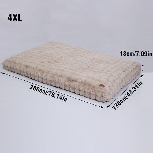 BingoPaw Hundebett für Menschen Hunde: 200x130x18 cm Riesiges Human Dog Bed für Erwachsene, Flauschig Weich Abnehmbar Bezug, Multifunktional Hundebetten Hundematte Teppich Wohnzimmer, Beige