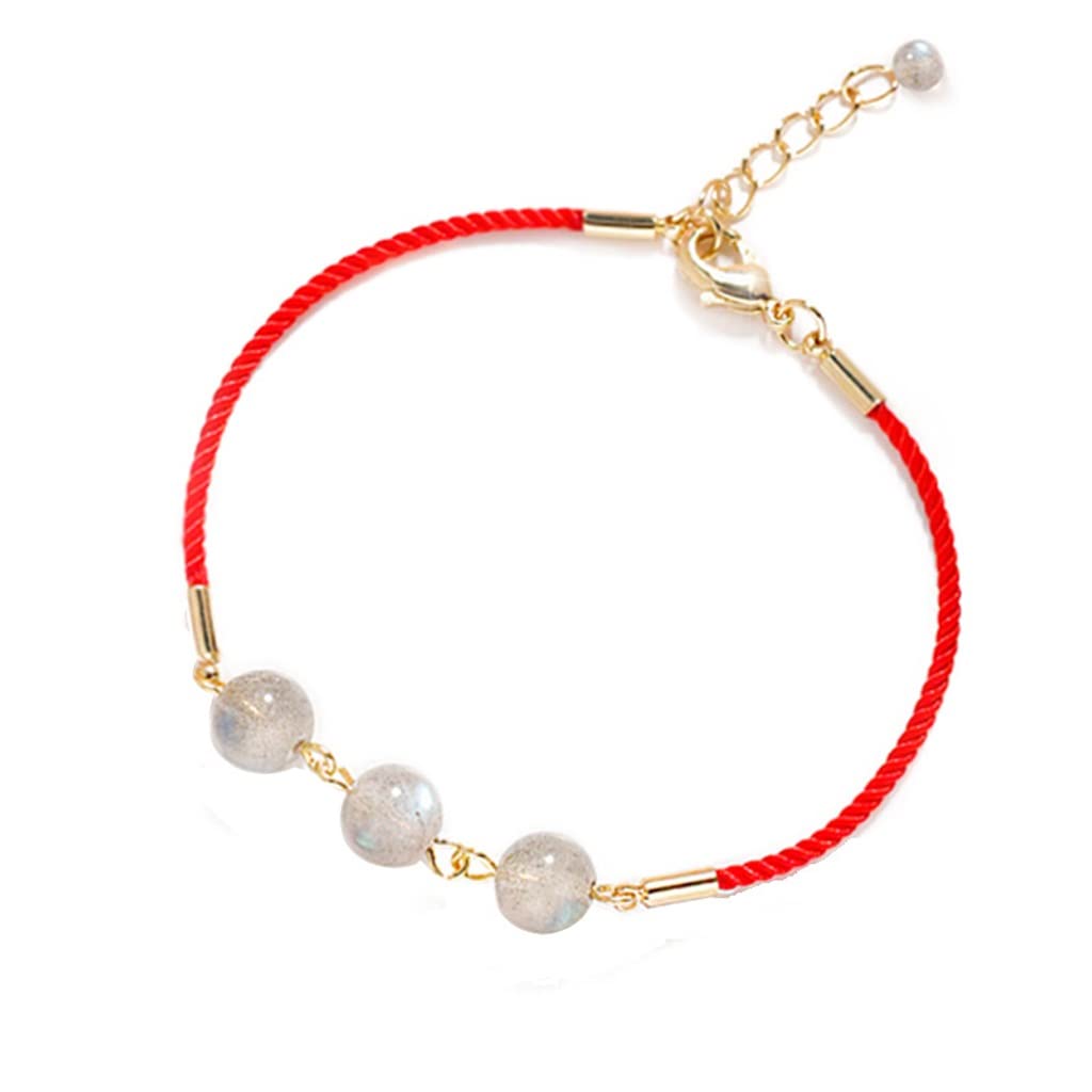 RWRAPS Cavigliera da donna rosso corda granato regalo trasferimento cavigliera perline stile antico (foto colore b) (foto colore b)