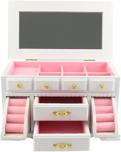 QUUL Joyero de madera organizador de madera aretes anillos collares vitrina regalo de joyería color E tamaño