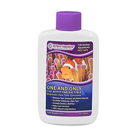 DrTim’s Aquatics Reef Safe One & Only Live Nitrifying Bacteria  - Eliminate New Tank Syndrome for New Fish Tanks, Aquariums, & Water Filtering & Treatment - Treats 60 gal - 4oz Cover