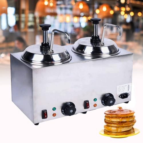 Podgrzewacz dżemów o mocy 1600 W z 2 pompami, dozownik sera 2 x 2 l, elektryczny podgrzewacz do sosu serowego, 30-110 ℃ Dozownik podgrzewacza do gorących krówek