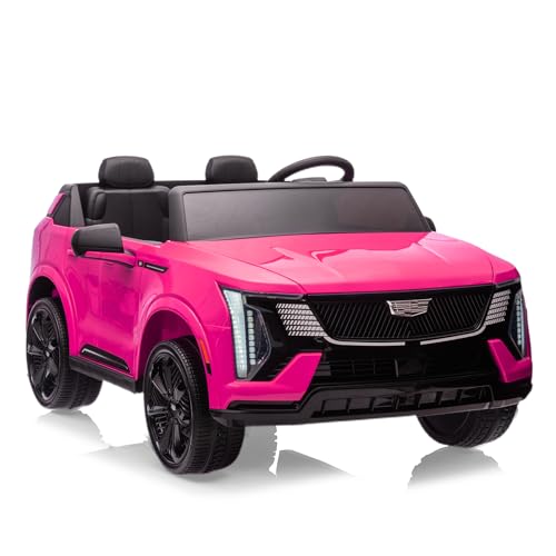 24V Ride On Car, Licensed Cadillac Battery Powered Electric Vehicle w/Remote Control, 2 Seater, 4-Wheel Shock Absorbers, Smooth Start, Music, LED Ligh