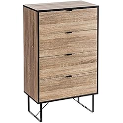 Cajonera Industrial Ikea LOLAhome Cómoda Natural Industrial de Madera y Metal con 4 cajones de 100x35x60 cm