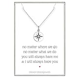 Tiny Sterling Silver North Star Compass Necklace for Women, Best Friend Gift, Girlfriend Gift...