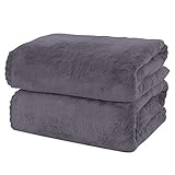 MOONQUEEN 2 Pack Premium Bath Towel Set - Quick Drying - Microfiber Coral Velvet Highly Absorbent Towels - Multipurpose Use as Bath Fitness, Bathroom, Sports, Yoga Towel (Dark Grey, Bath Towel)