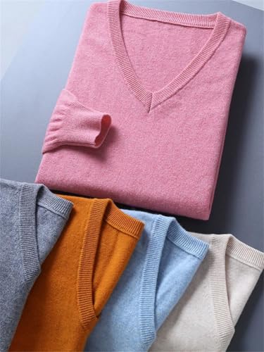 Men Knitwear Pullover Basic Sweater V-Neck Loose Soft Warm Business Pullover Loose Fit Long Sleeve Sweater3