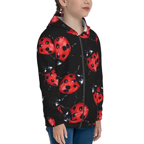 Beautiful Red Ladybug Kid Hoodies Boys Zip Up Sweatshirts Girls Pullover with Pocket4