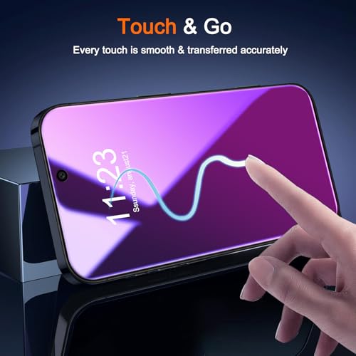 Image of Milomdoi 3 Pack Gradient Colorful Privacy Screen Protector for iPhone 17 Pro [Anti-Blue Light Private Film], 3 Pacs Camera Lens Protector Accessories, Case Friendly, Anti-Spy Tempered Glass,Purple