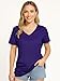 Opna V Neck T Shirts for Women, Athletic Short Sleeve Workout Top with UV Sun Protection, Quick Dry & Moisture Wicking Shirts for Women Gym Running Yoga Purple