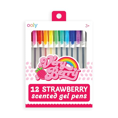 Ooly Scented Very Berry Gel Pens Set of 12-0.7mm NIB with Strawberry Scent Pens for Kids and Adults Art and Stationery Supplies