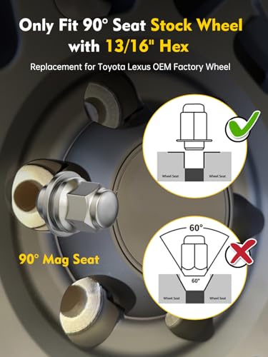 Image of MIKKUPPA M12x1.5 Lug Nuts Set of 24pcs Hex 13 /16'' (21mm) Chrome OEM Factory Style Mag Seat Lug Nuts Replacement for Toyota Lexus Factory Wheels