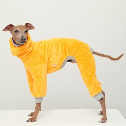 D DOGGY STAR イタグレ服 無地 ミンク ボア フリース ロンパース つなぎ 小型犬 中型犬 大型犬 秋 冬服 ウィペット服 ベドリントンテリア服 ドッギースター doggystar (黄色, M)