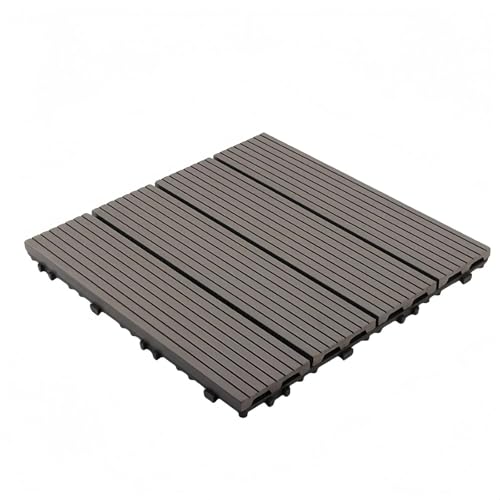 SSZY ウッドデッキ 11枚 約1m2 ウッドデッキ ジョイントDIYフローリング 庭 ベランダ バルコニー タイル 屋外バルコニー接合床自己舗装 組み立てが簡単 テラス庭防水防腐 木製プラスチック床 滑り止め ベランダ 床 ガーデン ジョイント 人工木