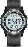 Beeasy Digital Watch Waterproof with Stopwatch Alarm Countdown Dual Time, Ultra-Thin Super Wide-Angle Display Digital Wrist Watches for Men Women