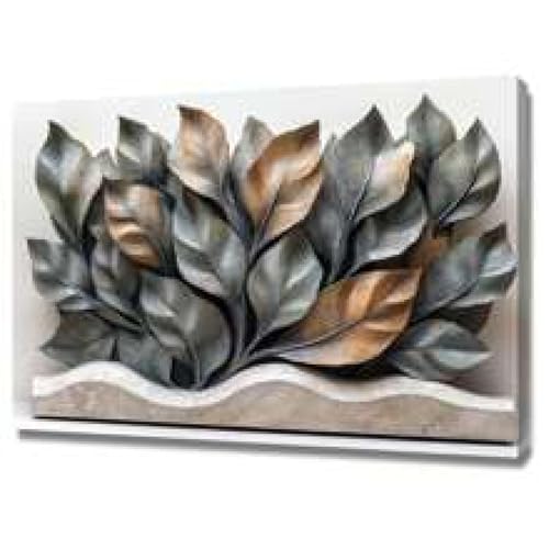 Art botanique floral vert pour salon chic, grande toile murale minimaliste 70x100cm