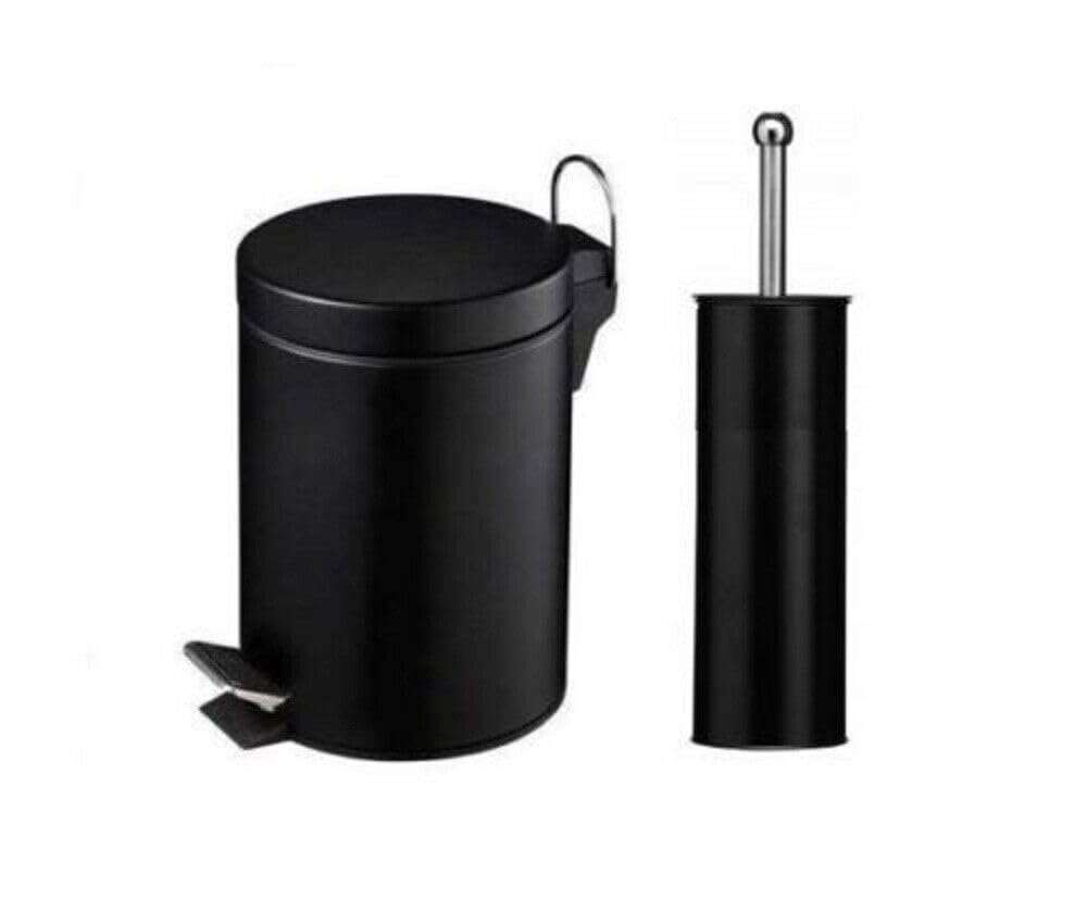 Highlands Homeware Black Toilet Brush Holder - Stainless Steel, Modern Design - TOIL02B