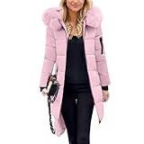 Chaqueta De Plumas para Mujer Manga Larga con Capucha Color Liso - Ropa Mujer Invierno con Bolsillo Cremallera Transpirable Casual Chic Chaquetas Termica Único Plumíferos Rosa XXL
