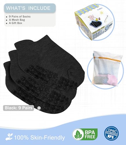 Image of Simply Kids Baby Non-Slip Ankle Socks - Superior Grip, Soft Cotton, for Active Toddler Girls & Boys (Ages 0-7)