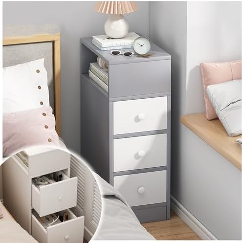 Minimalist Nightstand with Open Shelf & Drawers, Stylish Bedside Table for Bedroom & Living Room, Versatile Bedroom Locker, Creative End Table Solution