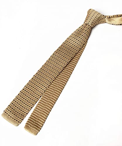 Mens Champagne Knit Ties Vintage Woven Casual 2" Handmade Winter Wedding Best Nice Necktie For Gift #TOP4