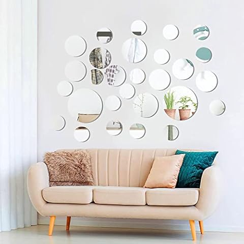 TSKDKIT 40 Piezas Pegatinas de Pared para Espejo Redondo Cover