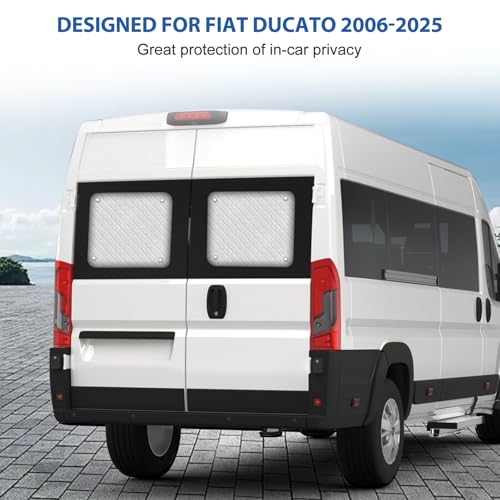 Auto Sonnenblende für die Heckscheibe Kompatibel mit FIAT Ducato 2006–2025, Doppeltür-Sonnenschutz für die Heckscheibe, Interne Thermomatten Fenster Sichtschutz UV-Schutz