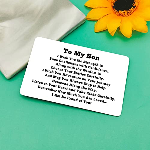Baipilu Inspirational Son Wallet Insert Card Gifts Son Gifts from Mom Dad Engraved Wallet Insert Card Birthday Gift for My Son Thanksgiving Graduation Christmas Wedding Gifts3