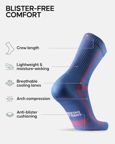 Image of DANISH ENDURANCE Ultra-Comfort Crew Running Socks, Performance Socks, Men & Women - 3 or 5 Pack