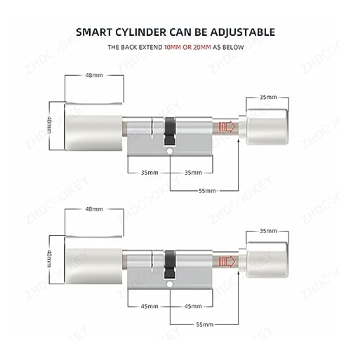 Cerradura inteligente Tuya Bluetooth con bombín electrónico ajustable y RFID 4