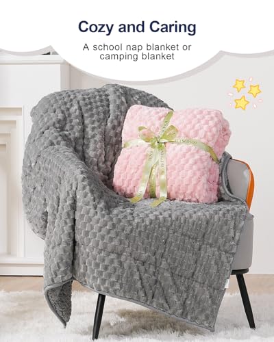 Image of Super Soft Luxury Fleece Sherpa Weighted Blanket for Teens, 3lbs Small Weighted Lap Blanket for Adults, Turtle Shell Cozy Warm Throw for Winter, Compact Heavy Blanket for Sleep & Travel, Grey, 36 inchx48 inch