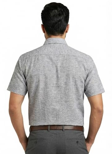 Image of Amazon Brand - INKAST Men's Cotton Solid Plain Half Sleeve Shirt | Plain Regular Fit Casual Shirt for Mens