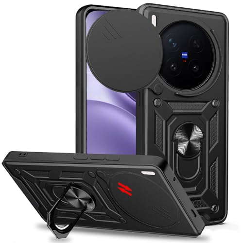 Image of AESTMO Tough Armor Vivo X300 Pro 5G Bumper Back Case Cover | Ring Holder & Sliding Camera Shield Cover | 360 Degree Protection Back Case Cover for Vivo X300 Pro 5G (Black)