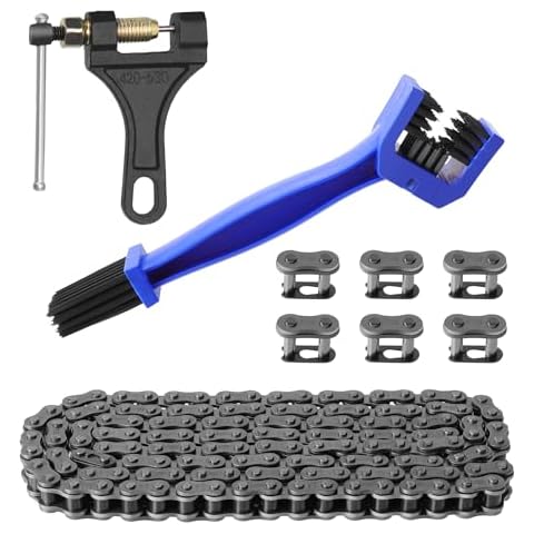 TIMZH 428 Motorcycle Chain, Heavy Duty Carbon Steel Drive Chain with Connecting Master Link and Chain Breaker for Motorcycle, Bicycle, Small Kart, Off-Road Vehicle, ATV Cover