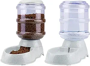 Conziv Pet Feeder and Water Food Dispenser Automatic for Dogs Cats Gravity Refill Easily Clean Self Feeding for Small Large Pets Puppy Kitten Rabbit Bunny