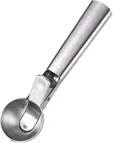 Colher para Sorvete em Inox com Gatilho Ejetor | Porcionador Multifuncional para Sorvete, Cookies, Brigadeiro e Sobremesas | Resistente, Fácil de Usar e Limpar