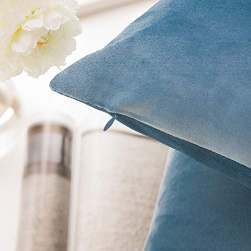 Phantoscope Pack of 2 Velvet Decorative Throw Decorative Pillow Cover Soft Solid Square Cushion Case for Couch Blue 20 x 20 inches 50 x 50 cm