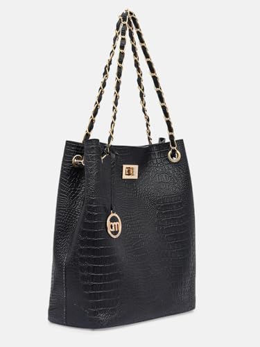 Image of Bagsy Malone Bucket Shaped Tote Bag (Croco Blue)