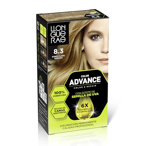 Llongueras Color Advance Tinte Pelo Mujer Coloración Permanente 100% Cobertura Incluso En Canas Resistentes - Tono 8.3 Rubio Claro Dorado