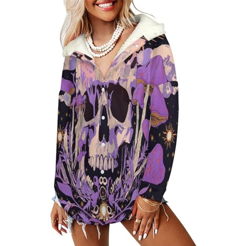 Manteau chaud polaire femme contre le froid blouson d'hiver violet avec poches de rangement